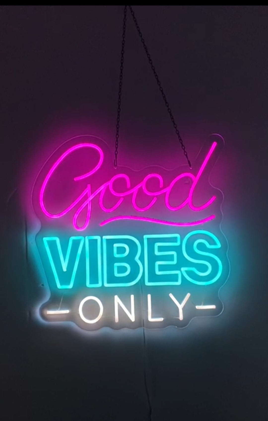 Aura Signature Neon Light "Good VIBES ONLY" Pink, Blue & White